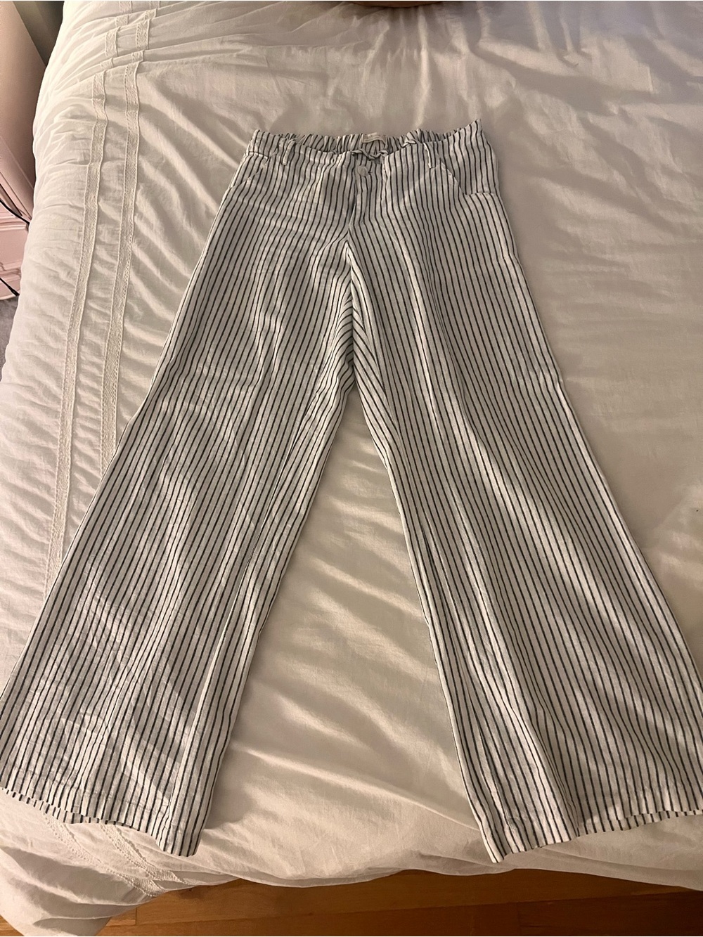 Just Living Black & White Vertical-Stripe Wide Leg Pants